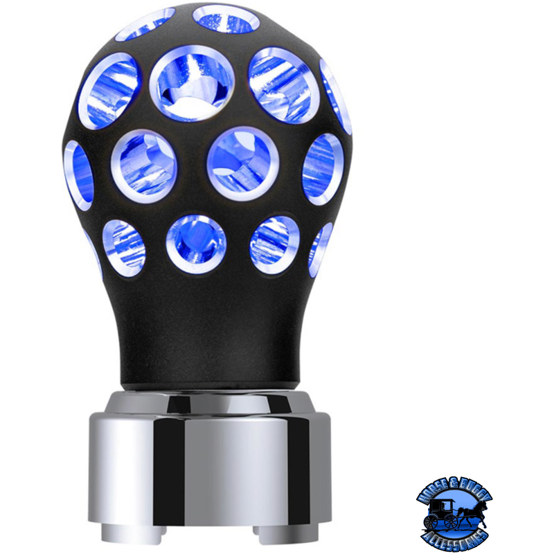 THREAD-ON PHOENIX STYLE BALL GEARSHIFT KNOB WITH LED 9/10 SPEED ADPATER (Choose Color) (Choose LED Color) SHIFTER Matte Black / Blue Light Gray