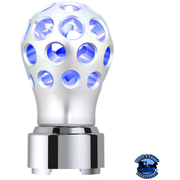 THREAD-ON PHOENIX STYLE BALL GEARSHIFT KNOB WITH LED 9/10 SPEED ADPATER (Choose Color) (Choose LED Color) SHIFTER Clear Anodized / Blue Light Gray