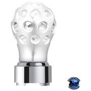 THREAD-ON PHOENIX STYLE BALL GEARSHIFT KNOB WITH LED 9/10 SPEED ADPATER (Choose Color) (Choose LED Color) SHIFTER Clear Anodized / White Light Gray