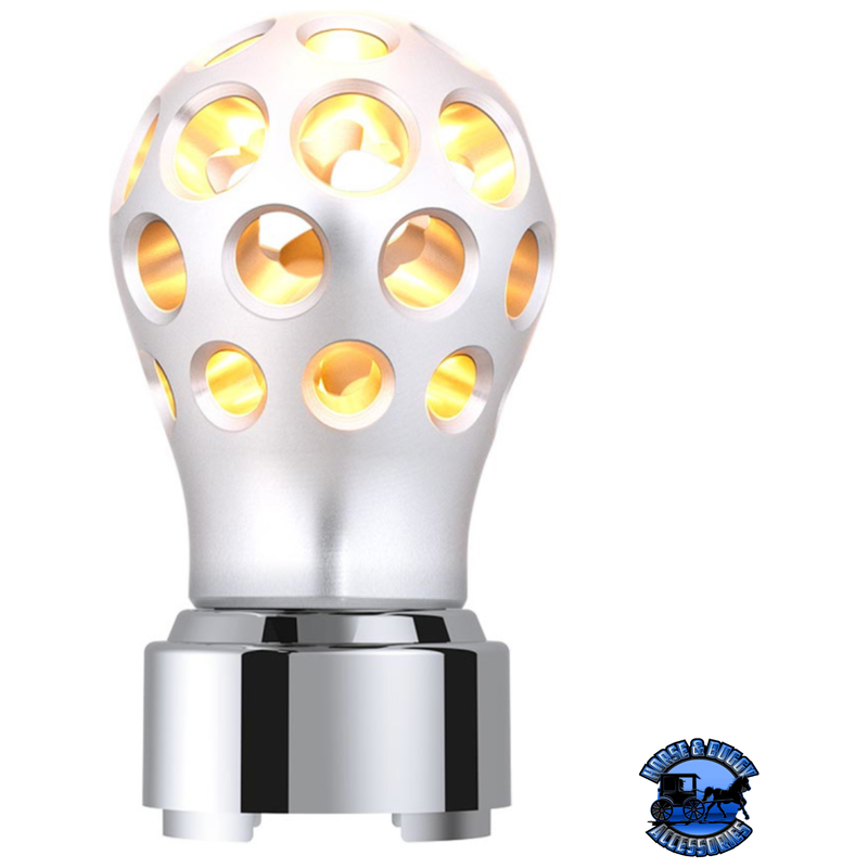 THREAD-ON PHOENIX STYLE BALL GEARSHIFT KNOB WITH LED 9/10 SPEED ADPATER (Choose Color) (Choose LED Color) SHIFTER Clear Anodized / Amber Light Gray