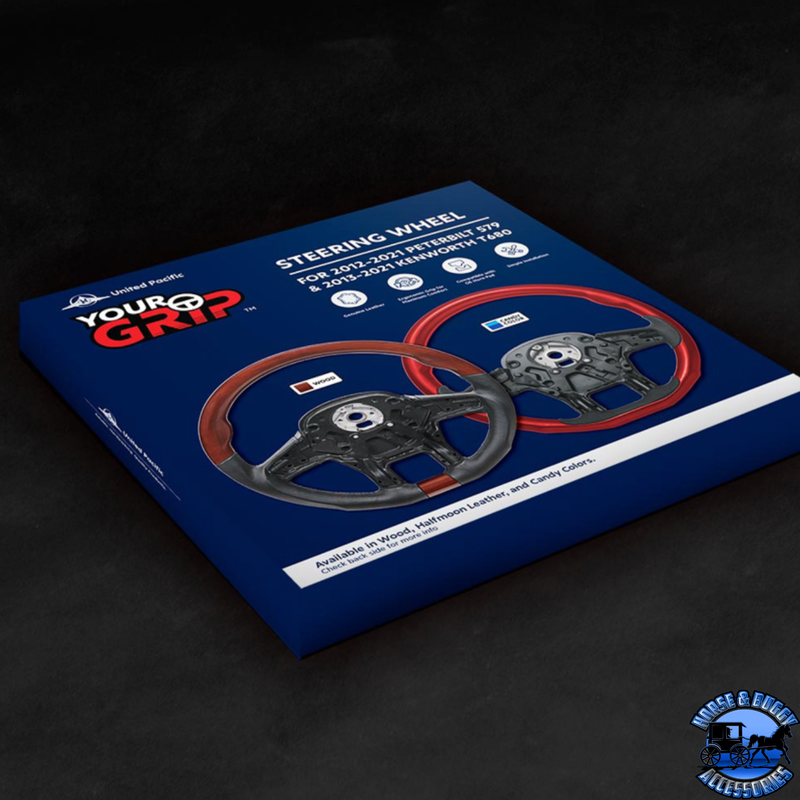 18" YOURGRIP WOOD CANDY COLOR STEERING WHEEL FOR 2012-2021 PB 579 & 2013-2021 KW T680 (Choose Color) steering wheel Black,Blue,Green,Orange,Red,White Black