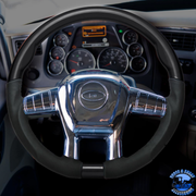 18" YOURGRIP LEATHER & WOOD CANDY COLOR STEERING WHEEL FOR 2012-2021 PB 579&2013-2021 KW T680 (Choose Color) steering wheel Black,Blue,Green,Orange,Red,White Black
