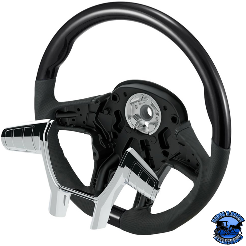 18" YOURGRIP LEATHER & WOOD CANDY COLOR STEERING WHEEL FOR 2012-2021 PB 579&2013-2021 KW T680 (Choose Color) steering wheel Black,Blue,Green,Orange,Red,White Dark Slate Gray