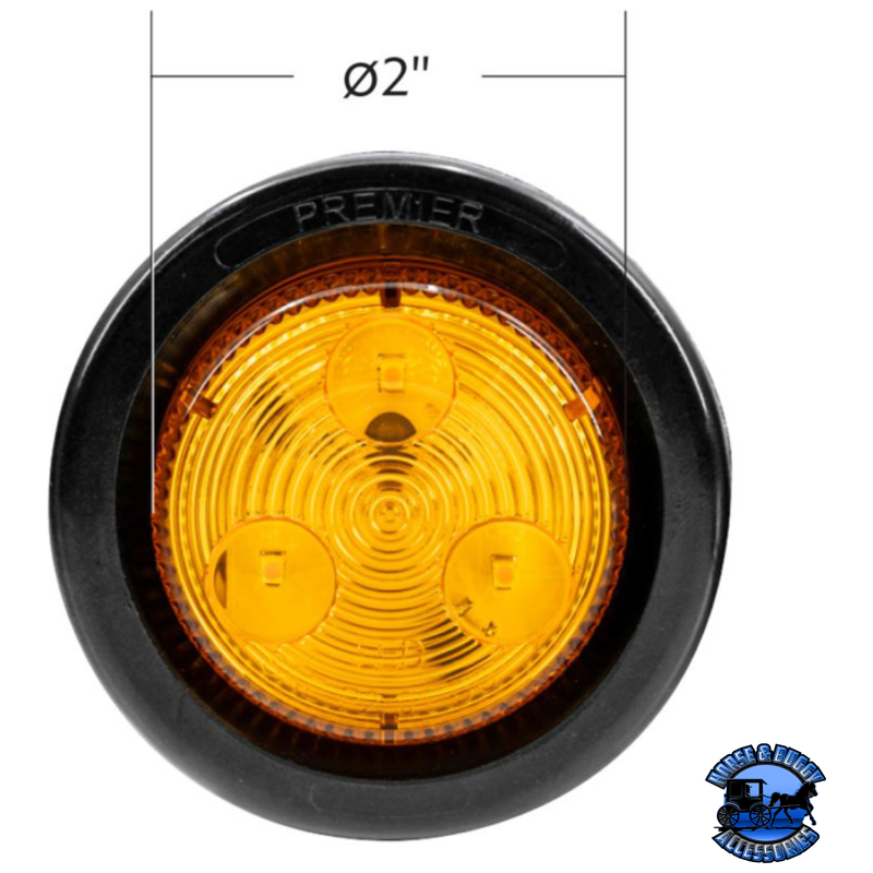 3 LED 2" ROUND LOW PROFILE LIGHT (CLEARANCE/MARKER) (Choose Grommet) (Choose Color) LED Circular Light With,Without Goldenrod