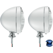 7" DIETZ STYLE HEADLIGHT HOUSING WITH 12 VOLT 6014 SEAL BEAM BULB (PAIR) #A5022SB HEADLIGHT Light Gray