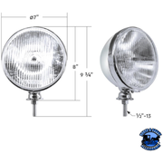 7" CHROME DIETZ STYLE HEADLIGHT WITH 12 VOLT FLAT H4 HALOGEN BULB (PAIR) #A5022A HEADLIGHT Light Gray