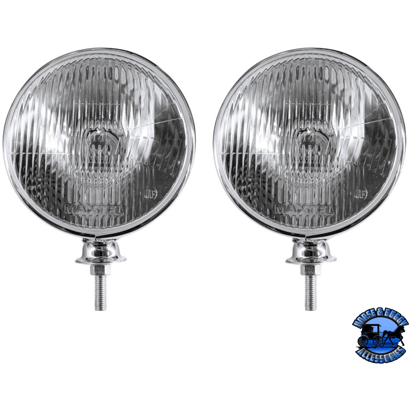 7" CHROME DIETZ STYLE HEADLIGHT WITH 12 VOLT FLAT H4 HALOGEN BULB (PAIR) #A5022A HEADLIGHT Light Slate Gray