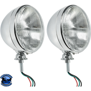 7" CHROME DIETZ STYLE HEADLIGHT WITH 12 VOLT FLAT H4 HALOGEN BULB (PAIR) #A5022A HEADLIGHT Gray