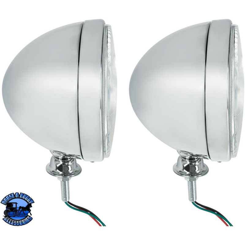 7" CHROME DIETZ STYLE HEADLIGHT WITH 12 VOLT FLAT H4 HALOGEN BULB (PAIR) #A5022A HEADLIGHT Light Gray