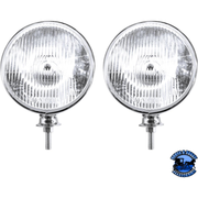 7" CHROME DIETZ STYLE HEADLIGHT WITH 12 VOLT FLAT H4 HALOGEN BULB (PAIR) #A5022A HEADLIGHT Light Gray