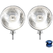 7" CHROME DIETZ STYLE HEADLIGHT WITH 12 VOLT FLAT H4 HALOGEN BULB (PAIR) #A5022A HEADLIGHT Light Gray
