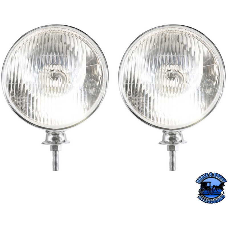 7" CHROME DIETZ STYLE HEADLIGHT WITH 12 VOLT FLAT H4 HALOGEN BULB (PAIR) #A5022A HEADLIGHT Light Gray