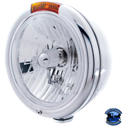 CLASSIC HEADLIGHT ASSEMBLY CRYSTAL H4 BULB & TURN SIGNAL (Choose Color) HEADLIGHT Stainless Light Gray