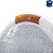 CLASSIC HEADLIGHT ASSEMBLY WITH H6024 BULB & AMBER TURN SIGNAL (Choose Color) HEADLIGHT Stainless,Chrome Gray