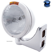 CLASSIC HEADLIGHT ASSEMBLY WITH H6024 BULB & AMBER TURN SIGNAL (Choose Color) HEADLIGHT Stainless,Chrome Gray