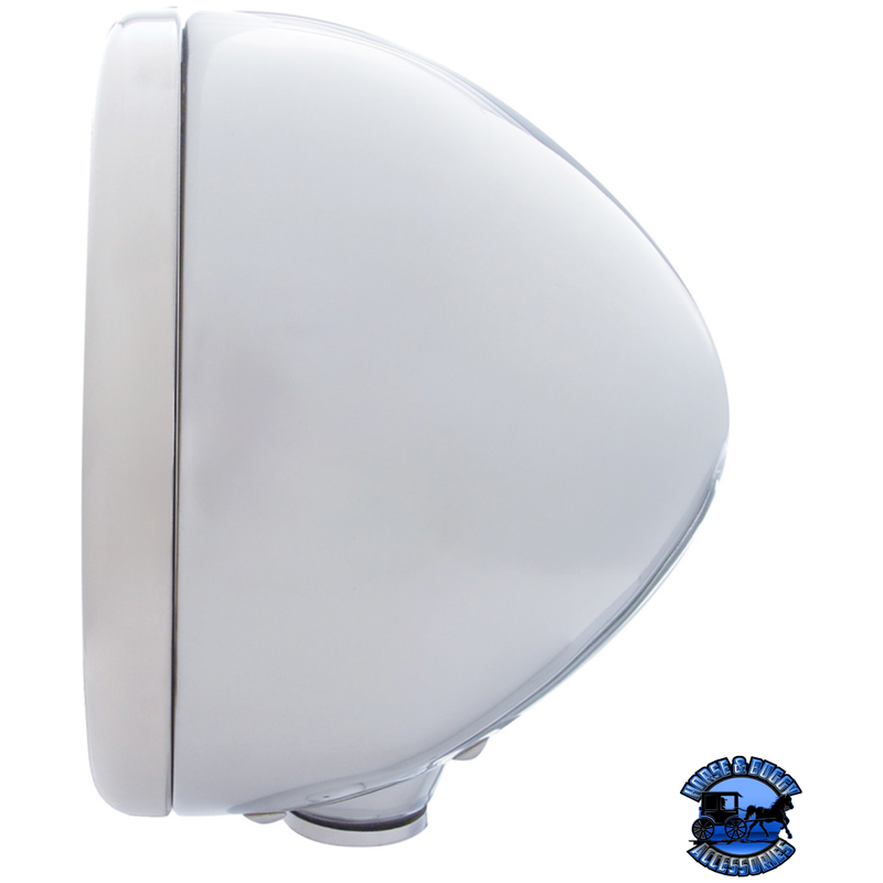 CLASSIC HEADLIGHT ASSEMBLY WITH H6024 BULB & AMBER TURN SIGNAL (Choose Color) HEADLIGHT Stainless,Chrome Light Gray