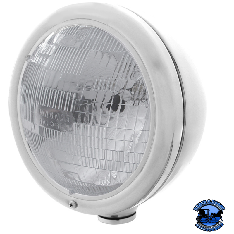 CLASSIC HEADLIGHT ASSEMBLY WITH H6024 BULB (Choose Color) HEADLIGHT Stainless,Chrome Gray