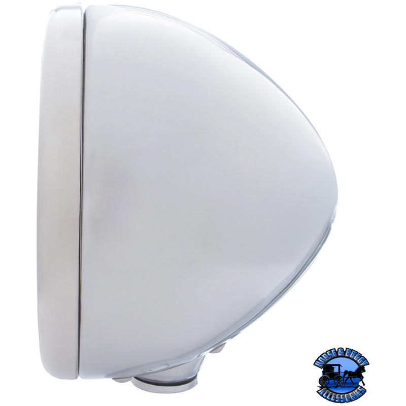 CLASSIC HEADLIGHT ASSEMBLY WITH H4 BULB & AMBER TURN SIGNAL (Choose Color) Headlight Stainless,Chrome Light Gray