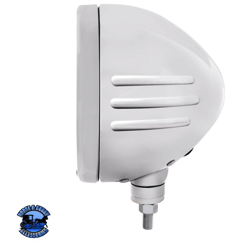 STAINLESS BULLET EMBOSSED STRIPE HEADLIGHT HOUSING WITH 6014 SEAL BEAM HEADLIGHT #32772 HEADLIGHT Light Gray