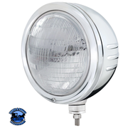 STAINLESS BULLET EMBOSSED STRIPE HEADLIGHT HOUSING WITH 6014 SEAL BEAM HEADLIGHT #32772 HEADLIGHT Light Gray