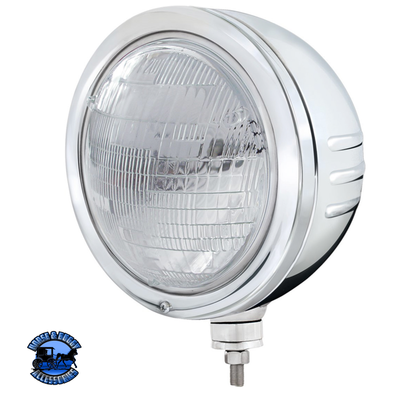 STAINLESS BULLET EMBOSSED STRIPE HEADLIGHT HOUSING WITH 6014 SEAL BEAM HEADLIGHT #32772 HEADLIGHT Light Gray