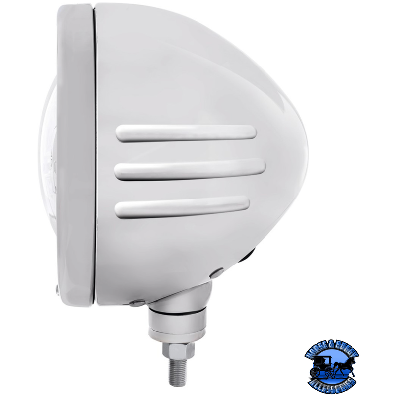 STAINLESS BULLET EMBOSSED STRIPE HEADLIGHT HOUSING WITH 5 LED 7" ROUND HEADLIGHT #32770 Headlight Light Gray