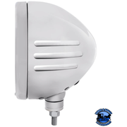 STAINLESS CLASSIC EMBOSSED STRIPE HEADLIGHT HOUSING WITH CRYSTAL H4 HALOGEN HEADLIGHT #32768 HEADLIGHT Light Gray