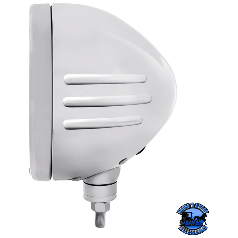 STAINLESS CLASSIC EMBOSSED STRIPE HEADLIGHT HOUSING WITH 6014 SEAL BEAM HEADLIGHT #32764 HEADLIGHT Light Gray