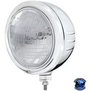 STAINLESS CLASSIC EMBOSSED STRIPE HEADLIGHT HOUSING WITH 6014 SEAL BEAM HEADLIGHT #32764 HEADLIGHT Light Gray