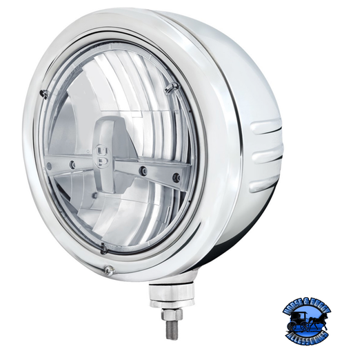 Light Gray STAINLESS CLASSIC EMBOSSED STRIPE HEADLIGHT HOUSING WITH 7" 5-LED HEADLIGHT #32762 HEADLIGHT