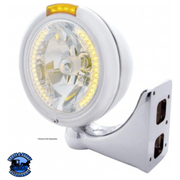 CHROME CLASSIC HEADLIGHT H4 WITH 34 AMBER LED & LED SIGNAL - AMBER LENS #32480 HEADLIGHT Light Gray