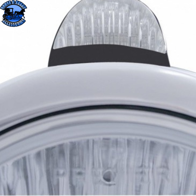 BLACK GUIDE 682-C HEADLIGHT H4 WITH WHITE LED & LED SIGNAL - CLEAR LENS #32445 HEADLIGHT Dark Gray