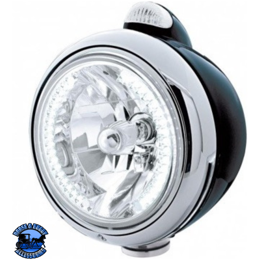 BLACK GUIDE 682-C HEADLIGHT H4 WITH WHITE LED & LED SIGNAL - CLEAR LENS #32445 HEADLIGHT Light Gray