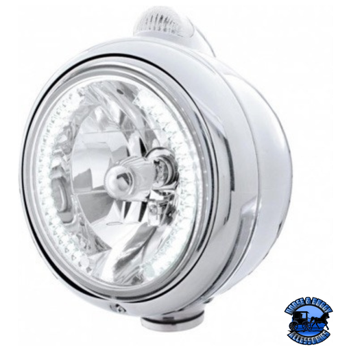 CHROME GUIDE 682-C HEADLIGHT H4 WITH WHITE LED & LED SIGNAL - CLEAR LENS #32441 HEADLIGHT Light Gray