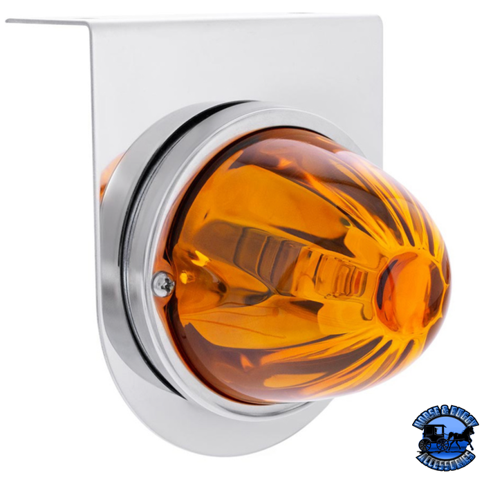 Light Gray STAR-BURST GLASS WATERMELON LIGHT WITH STAINLESS STEEL LIGHT BRACKET KIT (Choose LED Color) (Choose Lens Color) watermelon glass lens Amber / Amber,Amber / Dark Amber,Amber / Clear,Red / Clear,White / Clear