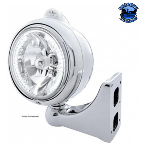 CHROME GUIDE 682-C HEADLIGHT H4 WITH WHITE LED & LED SIGNAL - CLEAR LENS #32441 HEADLIGHT Light Gray