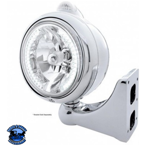 Light Gray Stainless Steel Guide 682-C Headlight H4 With White LED & LED Signal - Clear Lens #32437 HEADLIGHT