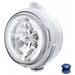 Light Gray Stainless Steel Guide 682-C Headlight H4 With White LED & LED Signal - Clear Lens #32437 HEADLIGHT