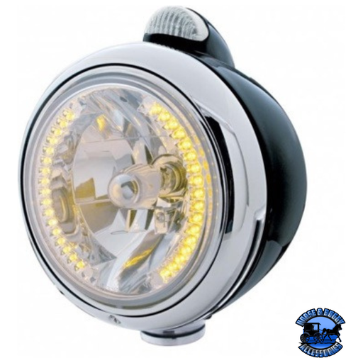 Black Guide 682-C Headlight H4 With 34 Amber LED & LED Signal - Clear Lens #32433 HEADLIGHT Gray