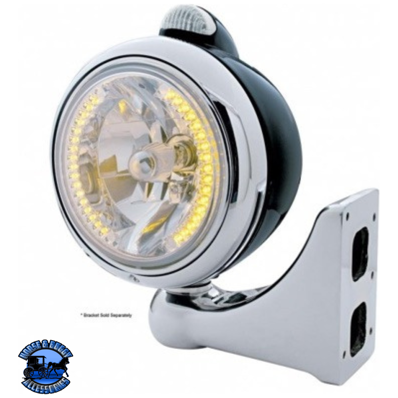Black Guide 682-C Headlight H4 With 34 Amber LED & LED Signal - Clear Lens #32433 HEADLIGHT Gray