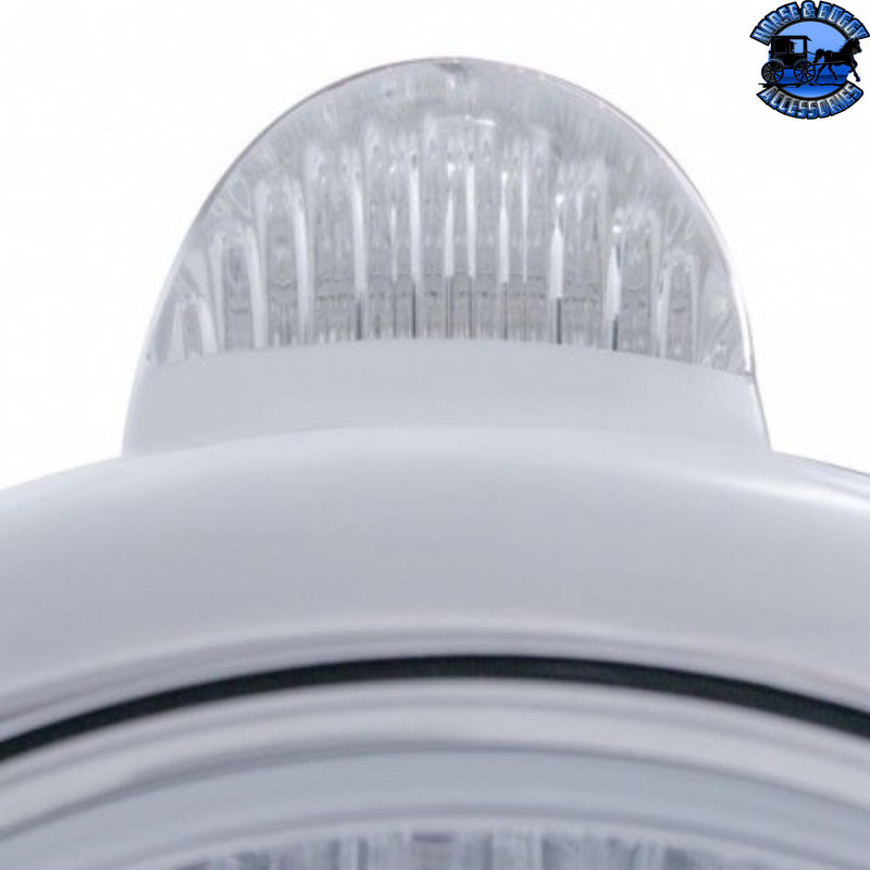 STAINLESS STEEL GUIDE 682-C HEADLIGHT H4 WITH 34 AMBER LED & LED SIGNAL - CLEAR LENS #32425 HEADLIGHT Gray