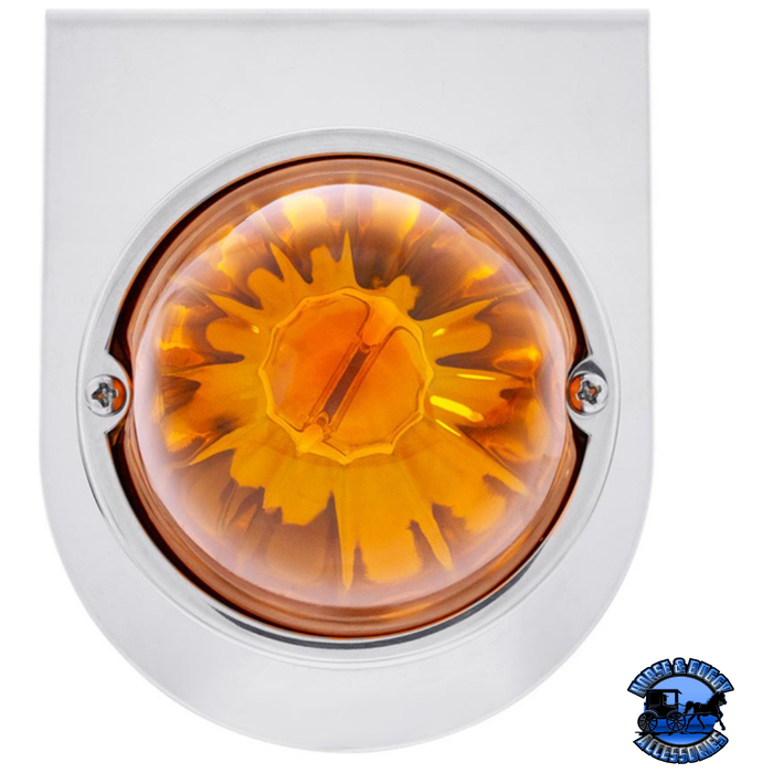 Light Gray STAR-BURST GLASS WATERMELON LIGHT WITH STAINLESS STEEL LIGHT BRACKET KIT (Choose LED Color) (Choose Lens Color) watermelon glass lens Amber / Amber,Amber / Dark Amber,Amber / Clear,Red / Clear,White / Clear