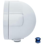 STAINLESS STEEL CLASSIC HALF MOON HEADLIGHT H4 WITH LED TURN SIGNAL - AMBER LED/LENS #32059 headlight Light Gray