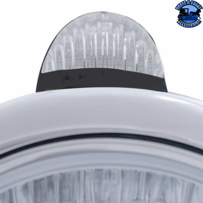 BLACK GUIDE 682-C HEADLIGHT H4 WITH 10 AMBER LED & LED SIGNAL - CLEAR LENS #32047 Headlight Gray