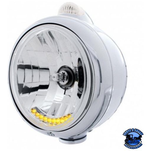 Chrome Guide 682-C Headlight H4 With 10 Amber LED & LED Signal - Clear Lens #32043 HEADLIGHT Light Gray