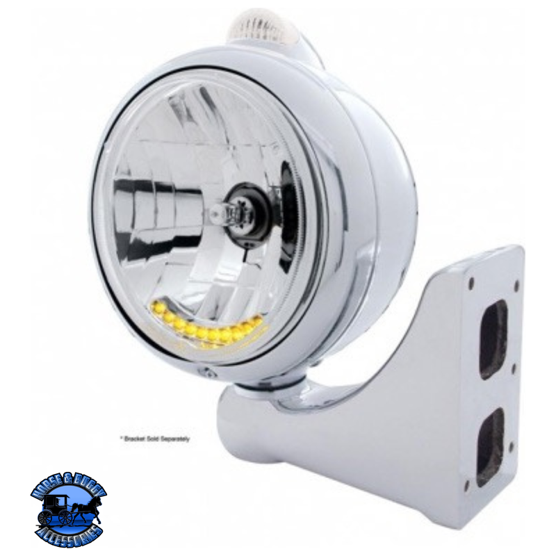 Chrome Guide 682-C Headlight H4 With 10 Amber LED & LED Signal - Clear Lens #32043 HEADLIGHT Light Gray
