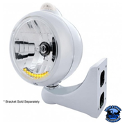 STAINLESS STEEL GUIDE 682-C HEADLIGHT H4 WITH 6 AMBER LED & LED SIGNAL - CLEAR LENS #32039 HEADLIGHT Light Gray