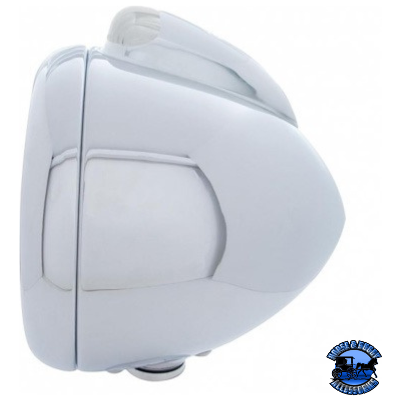 STAINLESS STEEL GUIDE 682-C HEADLIGHT H4 WITH 6 AMBER LED & LED SIGNAL - CLEAR LENS #32039 HEADLIGHT Light Gray