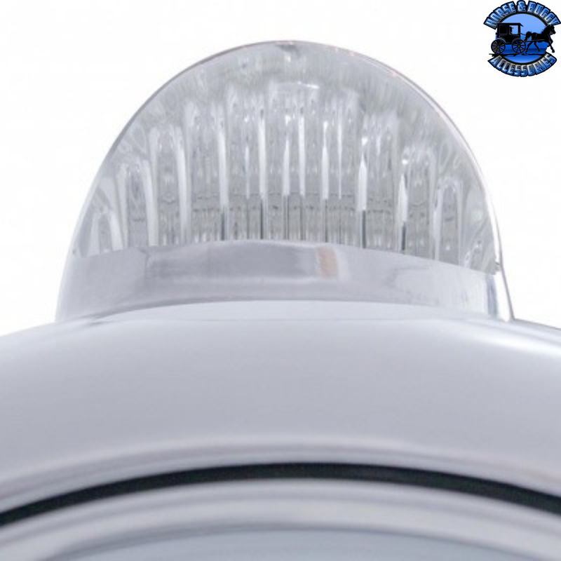 STAINLESS STEEL GUIDE 682-C HEADLIGHT H4 WITH 6 AMBER LED & LED SIGNAL - CLEAR LENS #32039 HEADLIGHT Gray