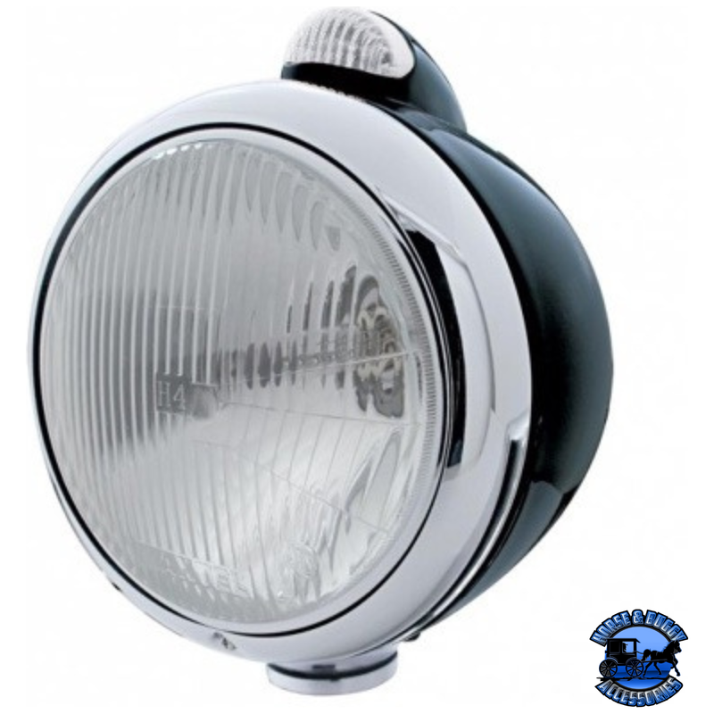 BLACK GUIDE 682-C STYLE HEADLIGHT H4 & LED TURN SIGNAL - CLEAR LENS #31558 HEADLIGHT Gray